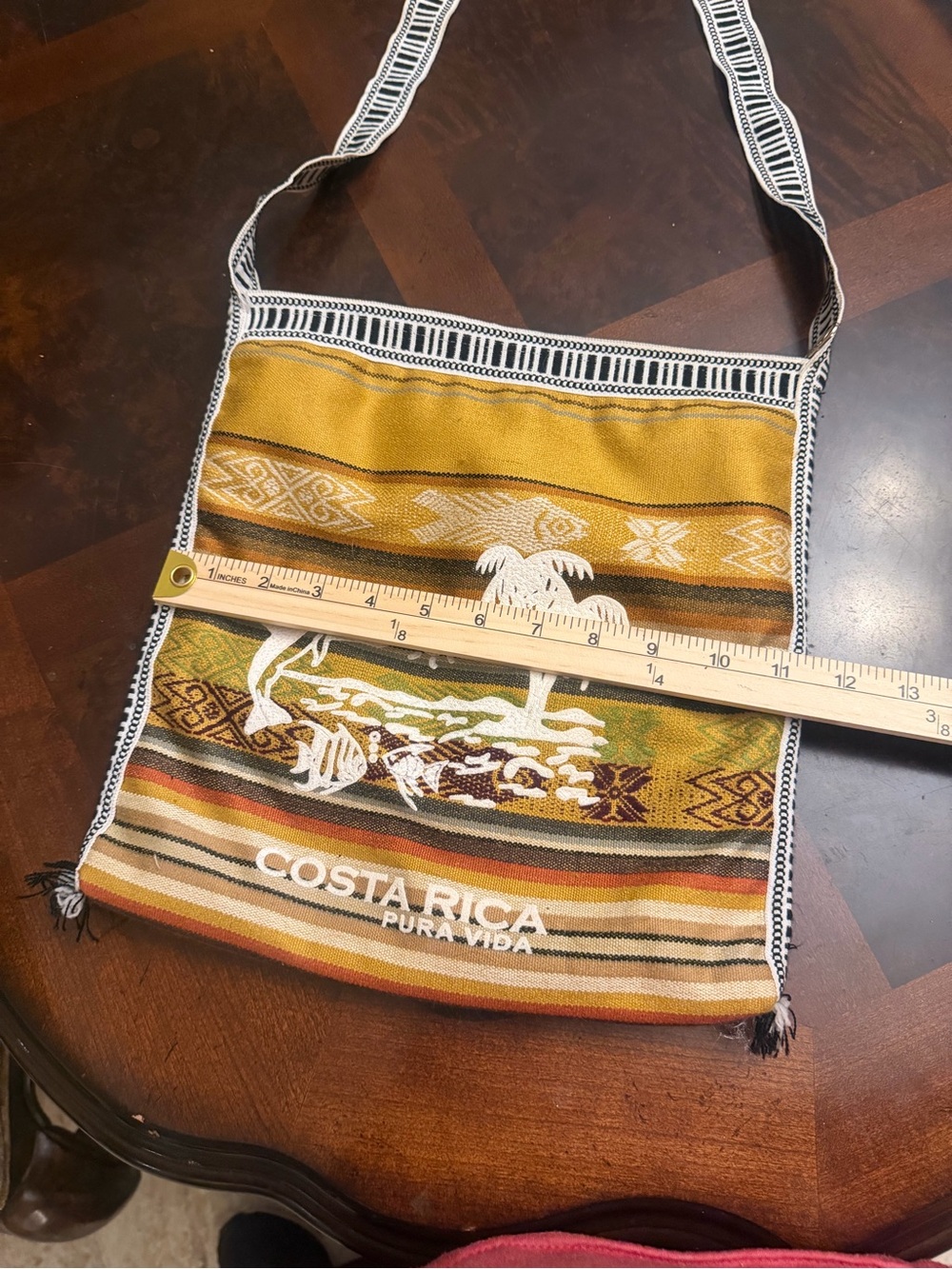 Costa Rica Pura Vida Yellow Patterned Travel Crossbody Bag